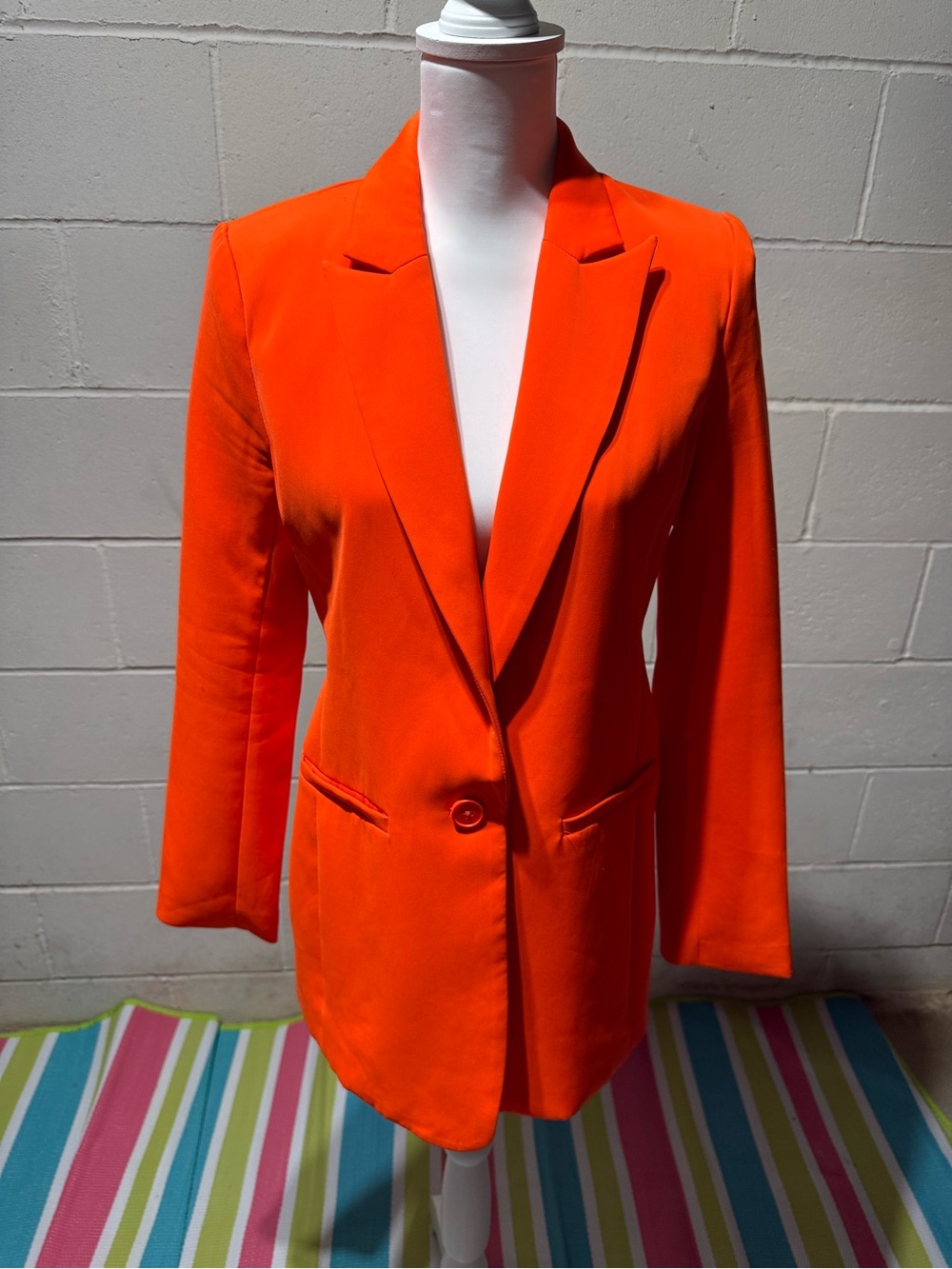 Endless Rose Vibrant Orange Single-Button Blazer